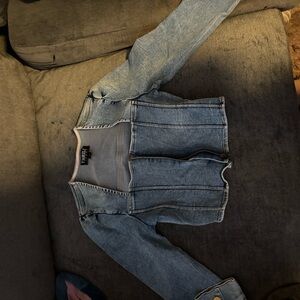 Women’s Blue Denim Crop Zip up Jacket